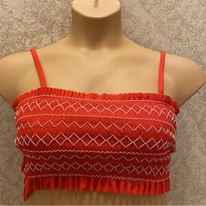 Xhilaration Red Smocked Bikini Top